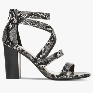 Bar lll Blythe Snakeskin Strappy Heels Pumps Sandals